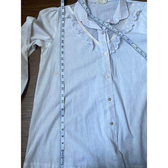 Vintage White Cottage Core Button Down Size 14 - Picture 7 of 8